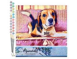 Peinture par Numéro Figured'Art - Beagle Mignon - Kit de Loisir Créatif DIY Numéro d'Art Complet - 40x50cm sans châssis en bois
