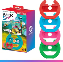 Oniverse Jeu Schtroumpf Kart (Code Téléchargement) + Pack de 4 Volants Joy Con Nintendo Switch/OLED