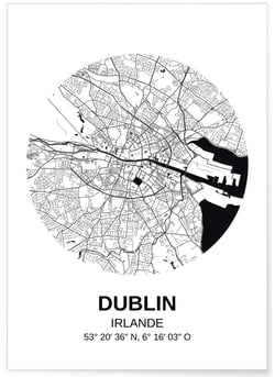 Affiche Carte Dublin | A3 : 29,7x42cm