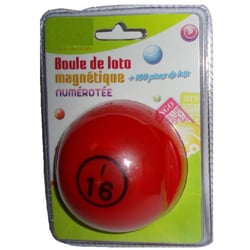 Boule de loto magnétique numérotee rouge + 100 pions de loto - ramasse pions - lotoquine
