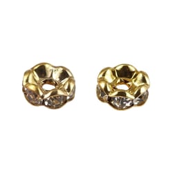 20 Perles d'espacement rondelles intercalaire bords ondulés strass transparent métal doré or 8 mm - grade A