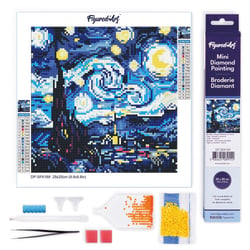 Mini Diamond Painting Broderie Diamant Figured’Art 25x25cm toile entière roulée avec diamants ronds - Nuit Étoilée Vibrante