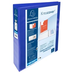 Classeur personnalisable rigide 2 poches KreaCover - 4 anneaux en D 40mm - A4 maxi - Bleu - x 10 - Exacompta