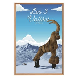 Tableau mural encadré illustration les Ménuires 65x97 cm