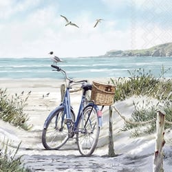 Lot de 4 serviettes en papier découpage collage 33 cm VELO BORD DE MER M 203
