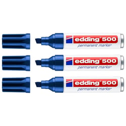 Lot de 3 marqueurs permanents - EDDING - Pointe biseautée 2-7 mm - Bleu