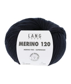 Pelote de laine à tricoter MERINO 120 - Lang Yarns Bleu (025)