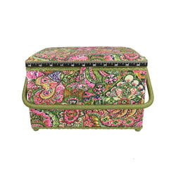 Boîte à couture 21x28,5x19,5cm imprimé rose et vert