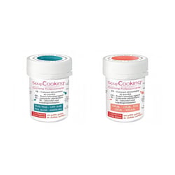 2 colorants alimentaires en poudre - corail-bleu foncé