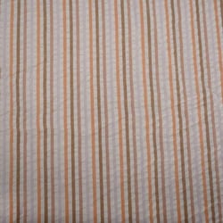 Tissu Coton imprimé rayures Linbay oranges sur fond Blanc - Au mètre