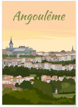 Affiche ville Angoulême | A3 : 29,7x42cm
