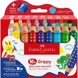 Crayons de couleur - Ergonomique - Mine XXL Jumbo - 16 couleurs + taille-crayon - Faber-Castell