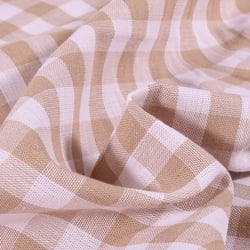 Tissu Rayures Grands carreaux 10 mm Beige
