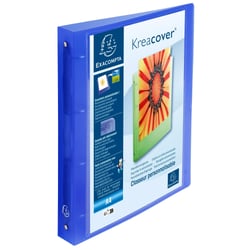 Classeur 4 anneaux 30mm polypropylène chromaline 10/10e Krea Cover - A4 maxi - Bleu - x 12 - Exacompta