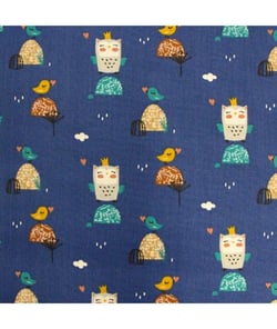 Tissu enfant coton petites reines de 150 cm de largeur Bleu vendu par 50 cm
