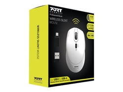PORT Connect Souris sans fil 2.4 GHz USB-A & USB-C SILENT silencieux blanche
