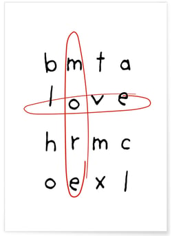 Affiche Mots croisés Love | A3 : 29,7x42cm