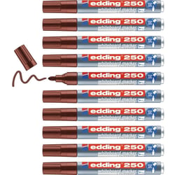 Lot de 10 marqueurs pour tableaux blancs EDDING 250 - Pointe moyenne 1,5-3 mm - Marron - Corps aluminium