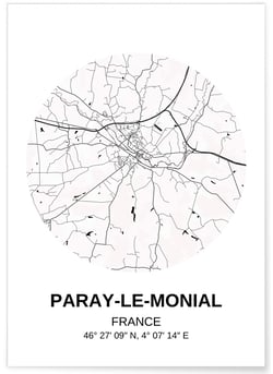 Affiche Carte Paray-Le-Monial | A3 : 29,7x42cm