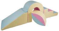 Set de blocs en mousse 4 éléments avec petit pont rose, bleu, jaune - Velinda