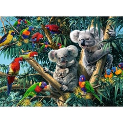 Puzzle famille de koalas et perroquets dans l'arbre 500 pieces - collection animaux - ravensburger - 14826