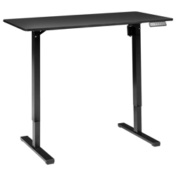Bureau Réglable Électriquement Noir Structure en Acier 120 x 60 cm avec Pieds Carrés Plateau et Base Style Moderne
