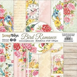 12 papiers scrapbooking 20 x 20 cm Scrapboys BIRD ROMANCE
