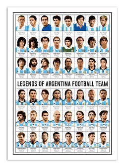 Affiche 50 x 70 cm -  Legends of Argentina Football team - Olivier Bourdereau