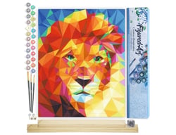 Peinture par Numéro Figured'Art - Grand Lion coloré - Kit de Loisir Créatif DIY Numéro d'Art Complet - 40x50cm toile roulée + châssis en bois à monter