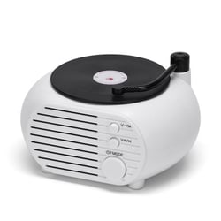 Enceinte Bluetooth Rétro Vinyle Sans Fil Son Surround Puissant Vert Noir + Blanc YONIS