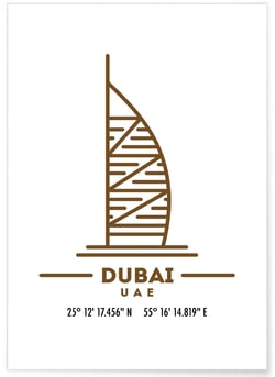Poster Coordonnées Dubaï | A3 : 29,7x42cm