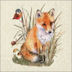 Lot de 4 serviettes en papier découpage collage 33 cm RENARD OISEAU A 101