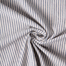 Tissu Coton d'ameublement Simone rayé Bleu indigo sur fond Naturel