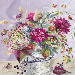 Lot de 4 serviettes en papier découpage collage 33 cm POT POURRI DE FLEURS F 401