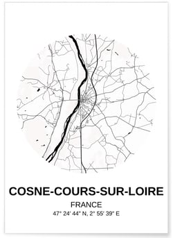 Affiche Carte Cosne-Cours-sur-Loire | A3 : 29,7x42cm