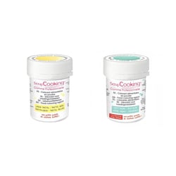 2 colorants alimentaires en poudre - vert d'eau-jaune pastel