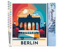Peinture par Numéro Figured'Art - Affiche Vintage Berlin - Kit de Loisir Créatif DIY Numéro d'Art Complet - 40x50cm sans châssis en bois