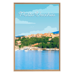 Tableau mural encadré illustration Porto Vecchio 65x97 cm