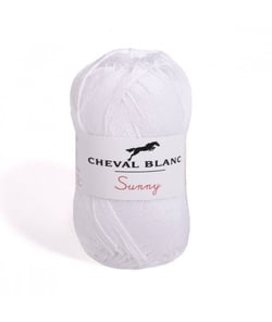 Pelote de coton à tricoter SUNNY UNI - Cheval blanc - PPSC 11 Blanc