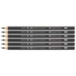 Crayon graphite aquarelle Faber-Castell - Mine 3,3 mm - Dureté 2B - Noir - Lot de 6