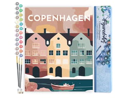 Peinture par Numéro Figured'Art - Affiche Vintage Copenhague - Kit de Loisir Créatif DIY Numéro d'Art Complet - 40x50cm sans châssis en bois