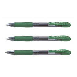 Lot de 3 Stylos Roller Encre Gel Rétractable G-2 07 Pointe Moyenne Vert
