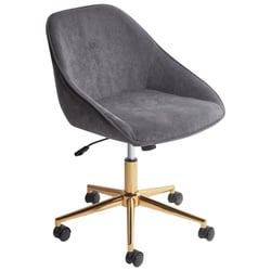 Chaise de Bureau Gris Foncé en Velours Réglable Pivotant Pieds en Métal Meuble de Bureau