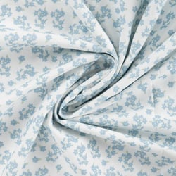 Tissu Popeline de Coton Charlotte petites fleurs Bleu sur fond Blanc