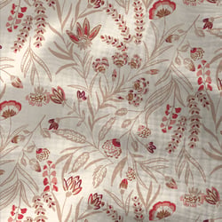 Tissu Double gaze Coton Jaya fleuris sur fond Ecru