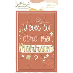 Carte - Annonce naissance - Baptême - Veux tu être ma marraine ? - Puzzle