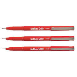 Lot de 3 stylos feutres permanents indélébiles pointe 0,4 mm - ARTLINE - Rouge