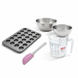 Set pâtisserie avec moule à muffins 24 empreintes 38 x 26 cm, 2 bols à mixer, verre mesureur et spatule Zenker