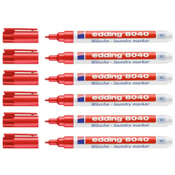 Lot de 6 marqueurs tissu EDDING 8040 pointe fine 1 mm - Rouge