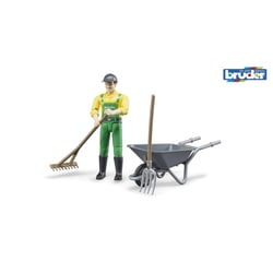 Figurine fermier avec brouette et accessoires